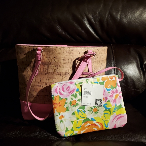 Anne Klein Paige tote in cork/pink - Picture 1 of 15